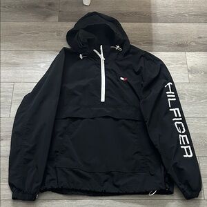 Tommy Hilfiger Black Windbreaker with White Accents